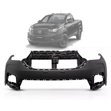 Para-Choque Dianteiro Fiat Strada 2020/2025 (Superior | Preto Liso | Com Furo Milha)