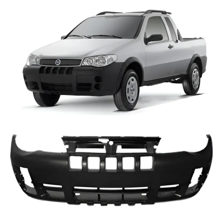Para-Choque Dianteiro Fiat Strada 2004/2011 Sapão (Preto Texturizado | Com Furo Milha)