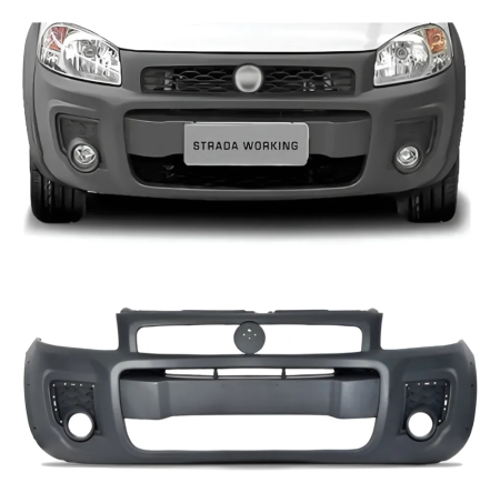 Para-Choque Dianteiro Fiat Strada Working 2014/2018 (Cinza Texturizado | Com Furo Para Milha)
