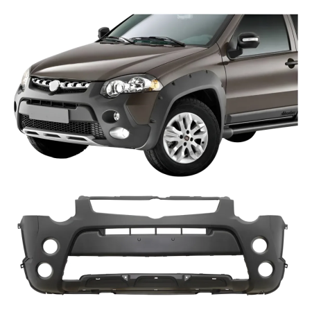 Para-Choque Dianteiro Fiat Strada Adventure/Locker E Palio Weekend Adventure 2013/2020 (Cinza Texturizado | Com Furo Milha)